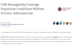 Beginning of letter about CMS semaglutide coverage expansion saving lives