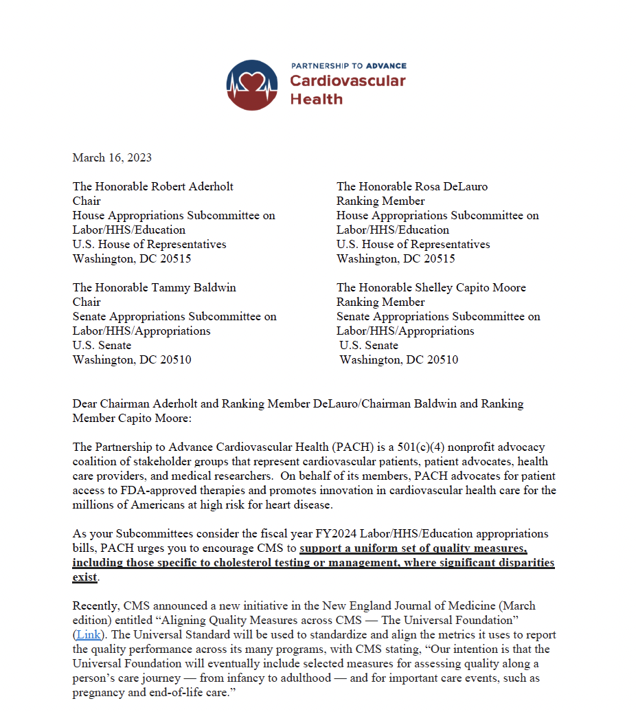 Letter to the House Appropriations Subcommittee on Labor / HHS / Appropriations