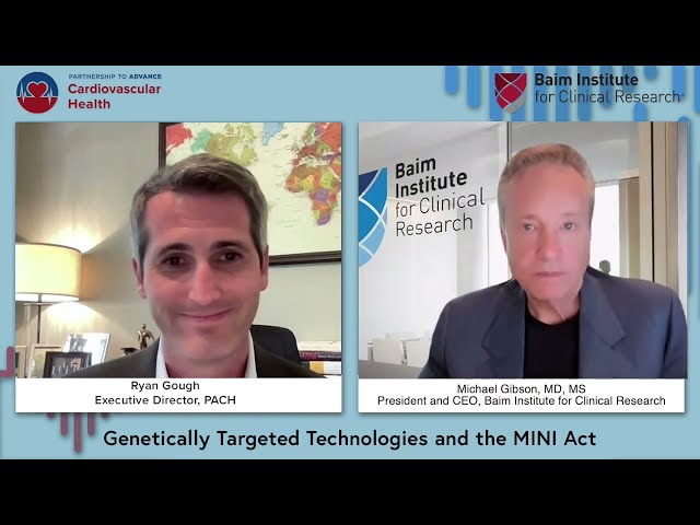 Zoom recordings of Ryan Gough, Executive Director of PACH, and Micahel Gibson, President and CEO of Baim Institute for Clinical Research talking to each other.