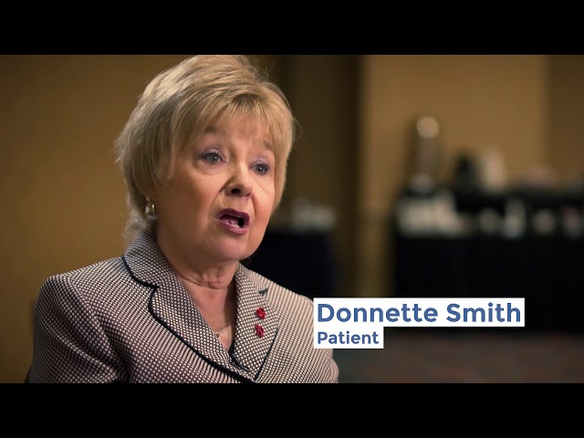 Image of heart patient Donnette Smith explaining her story with prior authorization